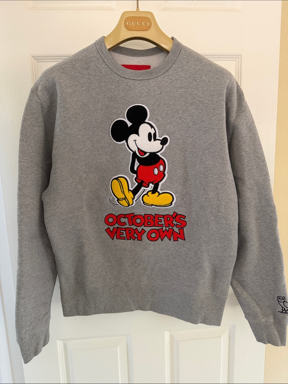 OVO x Disney Limited Edition Grey Mickey Graphic Crewneck Sweater oversized